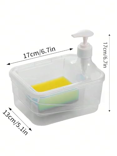 Image of Liquid Soap Dispenser 2 in 1 Liquid Pump for Kitchen Countertop Dish Washing with Sponge Gadgets Dishwashing Container Multipurpose Compact Pump Bottle Multicolor (Rectangular)