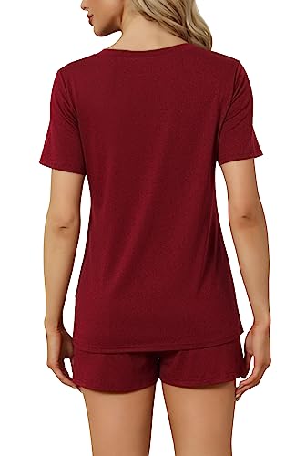 Image of RUBZOOF Women's Short Sleeve Pajama Sets with Pockets Casual V Neck 2 Piece Lounge Sets S-3XL