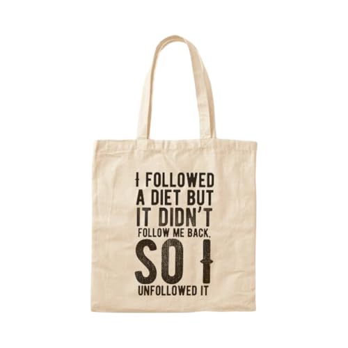 Bolsa de Lona Algodón Seguí una dieta pero no me siguió, así que la dejé. Bolso de lona con frase divertida para ir a la playa.