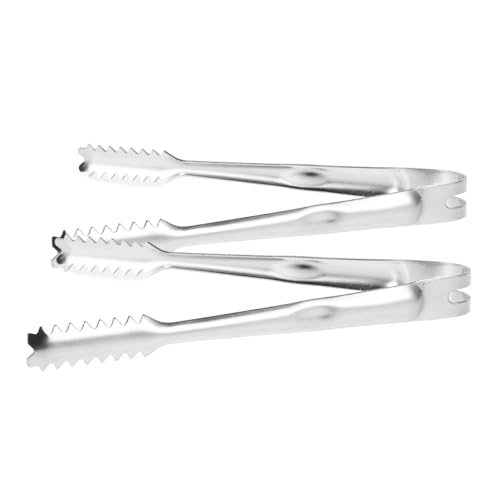 OFFSCH Set of 2 Ice Cube Trays Lid Stainless Steel Kitchen Tongs Bbq Baking Tong Small Metal Tongs for Pasta Desserts