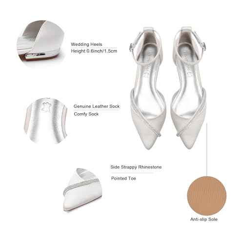 Women's Satin Ankle Strap Cross Strap Side Diamante Pointed Pumps2