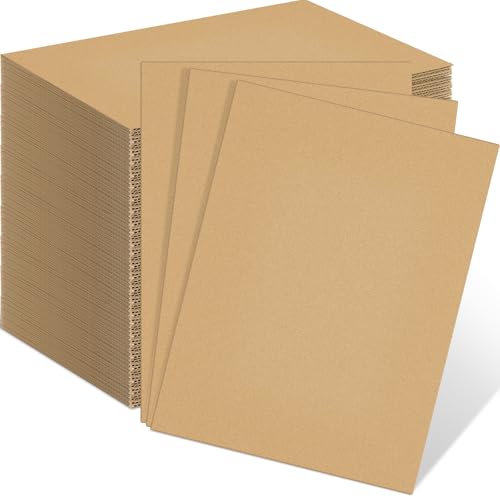 Image of Henoyso 110 Pack 9 x 12 Inch Corrugated Cardboard Sheets Flat Cardboard Sheets Packaging Inserts Flat Square Inserts Squares Separators for Shipping Packing Mailing Crafts(Brown)