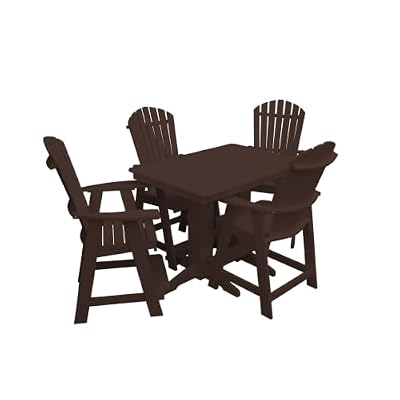 Keystone Amish Co. Poly Composite Thompson Adirondack 5-Piece Counter Height Dining Set with 4' Table, Tudor Brown