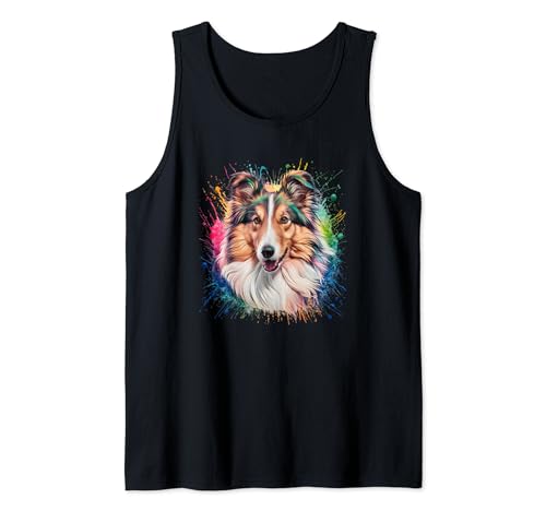 Hombres Mujer Colorido Acuarela Rough Collie Camiseta sin Mangas