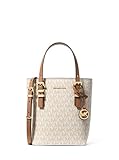 Michael Kors Quinn Extra Small Tote Crossbody Bag, Gold-Tone Hardware/MK Signature Coated Twill/Vanilla/Acorn