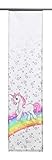 Clever-Kauf-24 Schiebevorhang Einhorn Sterne | 60x245cm | Flächenvorhang für das Kinderzimmer | mit Regenbogen, Einhorn und Sternen | für kleine und große Prinzessinnen |