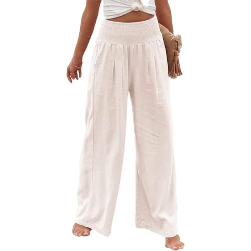 Women's Palazzo Pants Spandex Trousers Casual Loose Fit Summer Wide Leg Pleated Pocket Casual Pants4