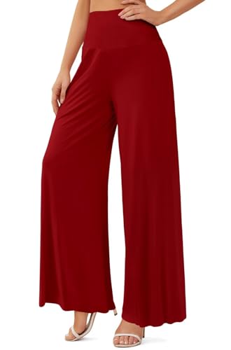 JZC Women's Palazzo Lounge Pants Stretchy Wide Leg Casual Pants Comfy High Waist Flowy Pants S-3XL