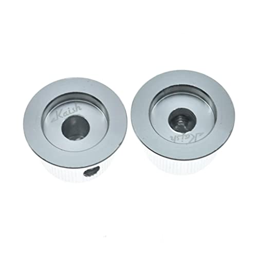 Kaish 2Pcs Aluminium Potentiometer Knobs 1/4" Universal Top Hat Knobs Bell Control Knob With Set Screw For Guitar/Bass/Amps/Preamps Silver Without Indicator #TOP3