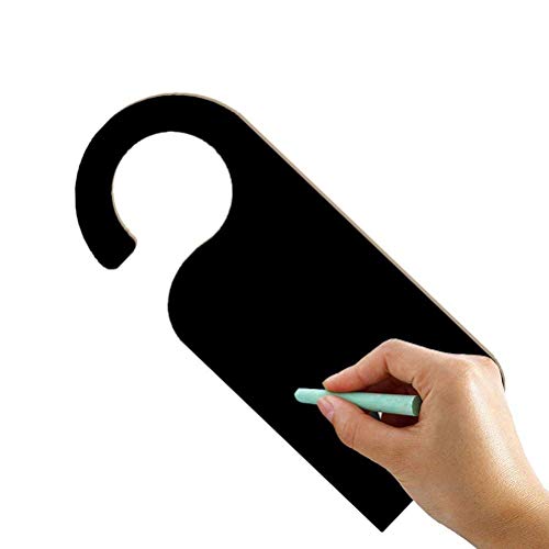 6Pcs Wooden Door Sign Hanger Mini Double-Sided Wood Blackboard Chalkboard Message Notes Memo Board Door Knob Hanger Sign, Black Two #TOP1