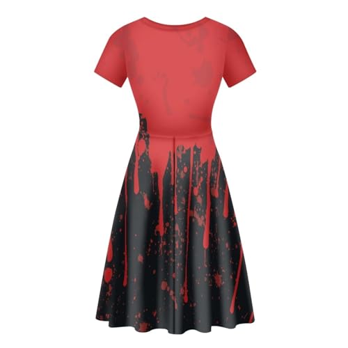Image of AFPANQZ Womens Casual Summer Lightweight Vintage Dress Short Sleeve Midi Dress Knee-Long Luxury Formal Dress