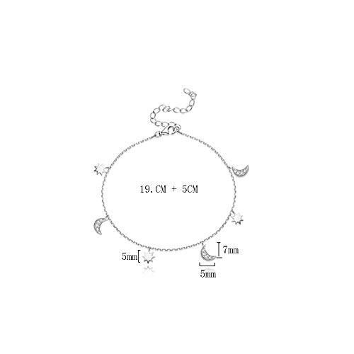 Dainty Star And Moon Anklet 925 Sterling Silver Cz Adjustable Charm Beach Foot Anklets Bracelet For Women Girls #TOP1
