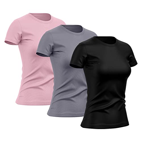 Kit 3 Camisetas Feminina Dry Básica Lisa Proteção Solar UV Térmica Camisa Blusa, Tamanho P