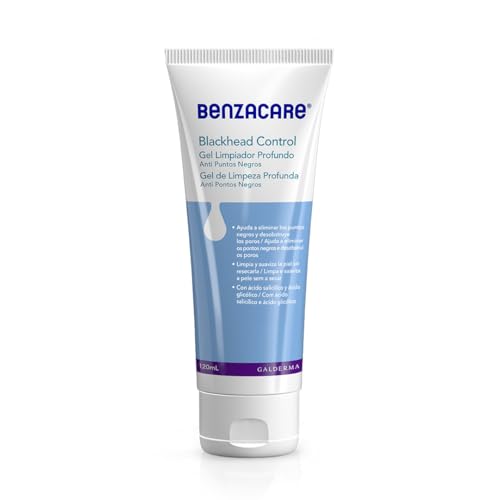 BENZACARE Gel Exfoliante Anti Puntos Negros 120ml, desincrustante, elimina y cierra los poros, piel grasa con tendencia acnéica, ideal para tratemientos contra el acne
