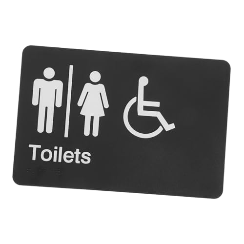 LIGIGWASH Braille Unisex Toilet Sign with Self Adhesive Tape Abs Material Bathroom Door Decor for All Gender Restrooms Directional Guidance with Arrows Indoor Outdoor Restroom Symbol for