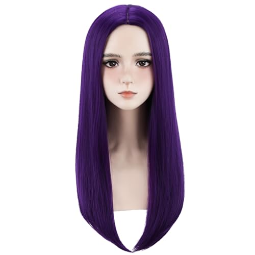 Perruque violet foncé 50,8 cm cheveux raides lisses avec filet