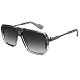 Square Aviaor Sunglasses for Men Fashion Trendy Gold Metal Frame Punk Retro Cool Grey Shades