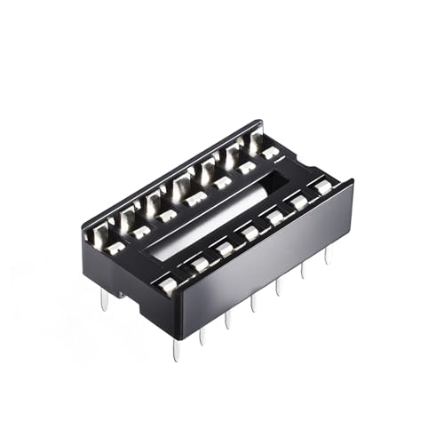 FOCMKEAS 10 Pcs 16 Pin IC Socket,2.54mm Pitch Pins Soldering DIP IC Chip Socket Adaptor for PCB Board Design, Breadboard Project