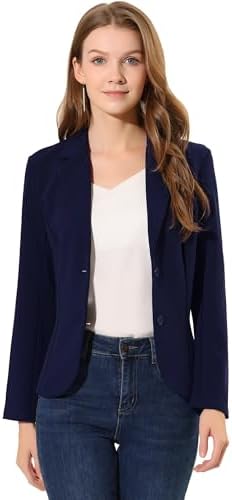 Allegra K Women's Work Office Blazer Stretch Lapel Collar Long Sl...