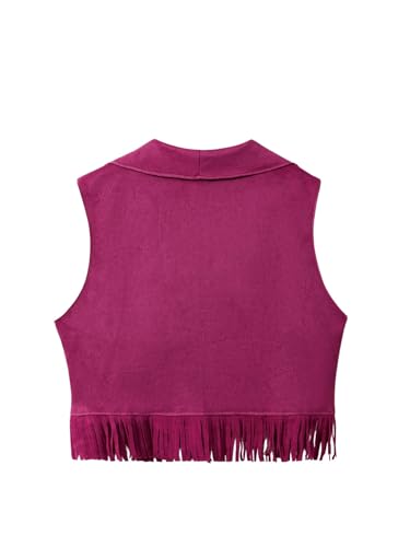 Image of SOLY HUX Girl's Cute Vest Sleeveless Fringe Suede Vests Western Vest Jacket Cardigan Trendy Fall Outerwear