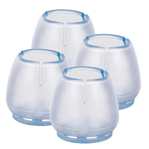 16 Pack Chair Leg Caps Silicone Floor Protector Round Furniture Table Feet Covers Without Felt Pads,Fit Round Diameter 0.99" - 1.14", Transparent