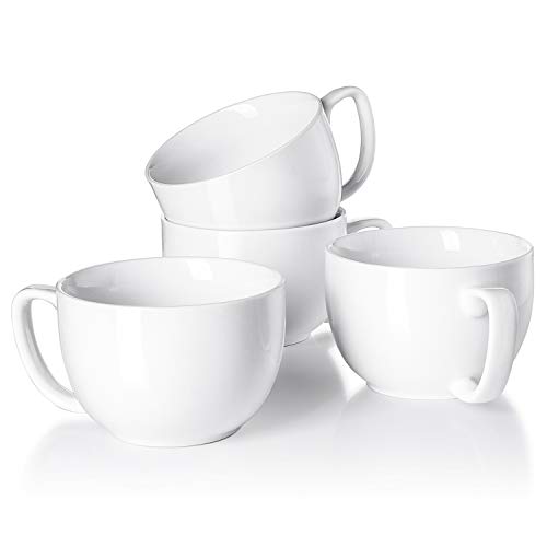 Teocera Porcelain Jumbo Mugs with Handle - 16 oz for Cappuccino, Coffee, Latte