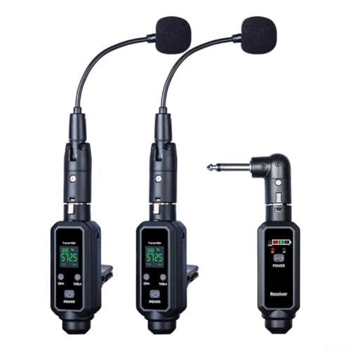Wireless Instrument UHF Mic Receiver & Transmitter: funziona in una banda UHF stabile 570-590MHz con 16 canali selezionabili, consentendo regolazioni rapide della frequenza per prevenire le interferenze in diversi luoghi per un flusso musicale ininterrotto.