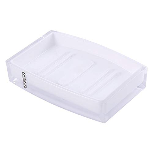Badezimmer Accessoires Set 5-teilig Acryl Seifenspender, Zahnbürstenhalter, Seifenschale, 2 Zahnputzbecher, Weiß