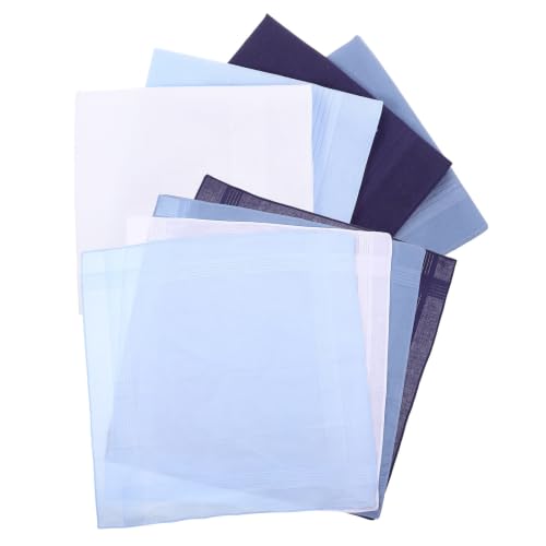 TOKIDNY 8 Szt. Częściowy Męskich Bawełnianych Chusteczek Do Garnituru Miękkie Gładkie Pocket Squares Kolorach Białym Jasnoniebieskim Szaroniebieskim i Granatowym Do Marynarek Sportowych i