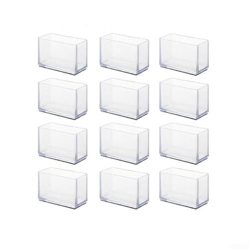12Pcs Chair Leg Floor Protectors, Rectangle Transparent Chair Feet Cover For Protecting Hardwood/Tile/Laminate Floors From Scratches And Noise(25x50mm)