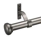 YunNephele Curtain Rod for Window 28-48 inch Adjustable,1 inch Diameter Metal Drapery Rod with Cap F