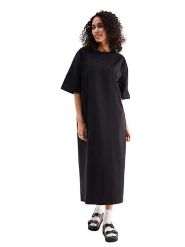 Image of SASSAFRAS Women Black Oversized T-Shirt Dress -L
