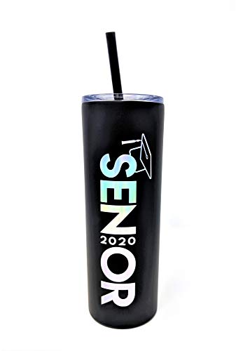 Class of 2020 Senior-20 oz Stainless Steel Skinny Tumbler/Waterbottle- Includes Straw and Lid