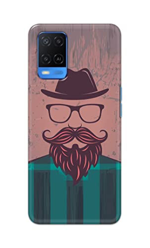 Image of PRINTFIDAA Man Icon with Beard Shirt Hipster Printed Designer Hard Case for Oppo A54 Back Cover -(e) RPM1001