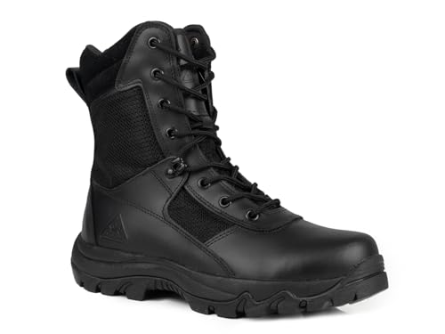 RYNO GEAR Men's Military & Tactical Boots—CoolMax Tactical Combat Military Boots—Utility Outdoor Hiking Assault Leather Work Boots (Tan/Coyote/Black) (8" Black, US Footwear Size System, Adult, Men, Numeric, Medium, 10.5) by RYNO GEAR - Used condition - Image 5