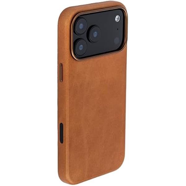 Dockem Etui z Prawdziwej Skóry do iPhone 17 Pro Max Kompatybilne z MagSafe, z Pojemnościowym Przyciskiem Sterowania Aparatem (MSGL, Jasnobrazowy)