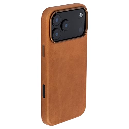 Dockem Genuine Leather Case for iPhone 17 Pro Max Compatible with MagSafe, with Capacitive Camera Control Button (MSGL, Light Brown)