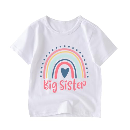 Big Sister Shirt Toddler Girls T-Shirts Promoted to Best Big Sister Announcement Tees Little Kids Mermaid Top White Pink 2-7T