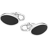 Gemelos unisex Montblanc Gemelos Cuff Links, Oval, Silver, Onyx 116642 Marca