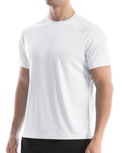 Men's UPF 50+ Swim Shirts, Sun Protection Short Sleeve Rash Guard, Quick Dry T-Shirt for Fishing and Surfing2