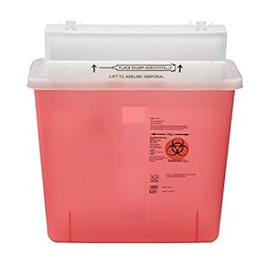 Covidien 8507SA SharpSafety Container with Counterbalance Lid, 5 quart Capacity, Transparent Red (20 Count)