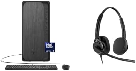 HP OmniDesk Tower Intel i7 (Raptor Lake) 32GB/2TB - Meteor Silver Poly Mission 420 Stereo USB Wired Headset Customer Special 1 WW Bundle