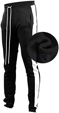 SCREENSHOT-S41800 Mens Hip Hop Premium Slim Fit Winter Fleece Lined Track Pants - Athletic Jogger Bottoms with Side Taping-Black-XLarge