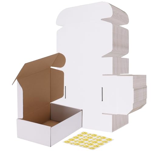 Image of RLAVBL 9x6x3 Shipping Boxes Set of 30, White Corrugated Cardboard Mailer Box for Packing Mailing Small Business