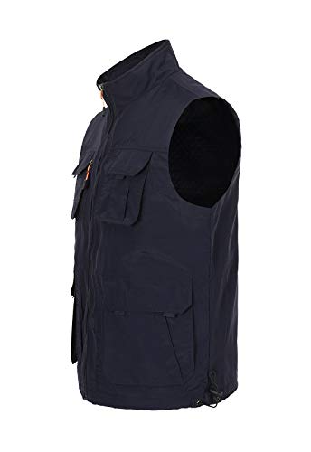 Hbufnha Men's Outdoor Vest Multi Pocket Summer Mesh Vests Breathable Quick Dry Photography Fishing Jacket Waistcoat 02-Bl-L #TOP1