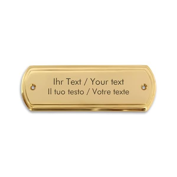 Türschild mit Ihrer Gravur, hochwertiges Messingschild – 134 x 44 mm, rechteckig, rund - Türschild, Namensschild…