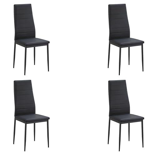 Miroytengo Pack de 4 Sillas Avat para Salón Comedor Estilo Moderno en Color Negro 42x96x52 cm