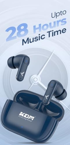 Image of KDM W3 JiyoPods Bluetooth 6.0 Wireless Earbuds, 28H Total Playtime, Low Power IC, 5H Music & 6H Call Time, Type-C Fast Charging (90 Min), in-Ear Design, Voice Assistant, Black