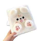 ふわふわシール帳 A6（6穴）バインダー｜女の子向け かわいい動物デザイン（全7種）｜A6シール台紙 1格×10枚＋仕切りシート2枚付｜はがせるシール対応・ミニシール帳 (白耳犬)