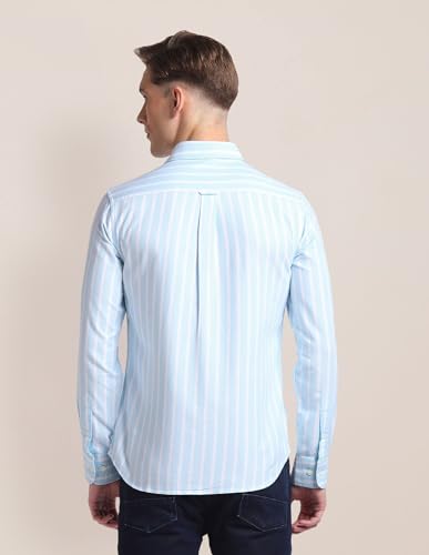 Image of U.S. Polo Assn. Men's Cotton Regular Fit US Polo Ass. Checked Button Down Long Sleeve Casual Regular 1621 Casual Shirts (UDSHT1439)